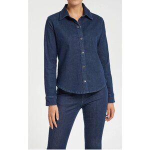 Anatomie True Denim Larissa Snap Front Snap Cuffs Shirt Indigo Small NEW $298